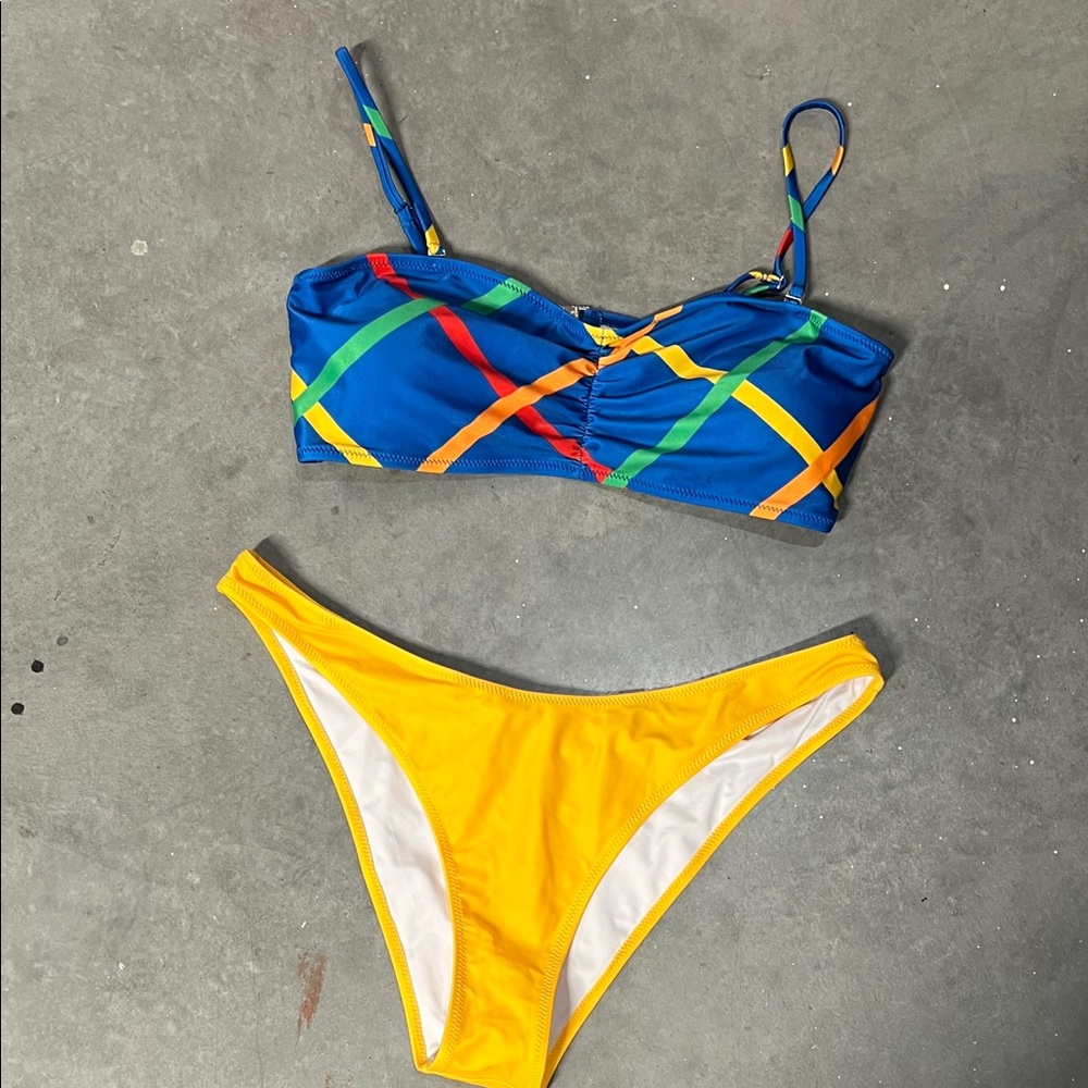 Colorful Bikini Set with Blue and Yellow